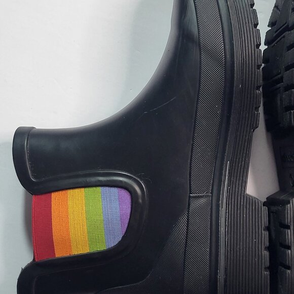 Chooka Black Rainboot LGBTQ+ Pride Eastlake Chelsea Boot Women's Size 7 - Picture 7 of 8